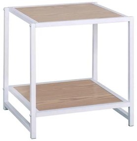 Κομοδίνο ATOS Μεταλ.Άσπρο/Mdf Φυσικό 48x44x50cm