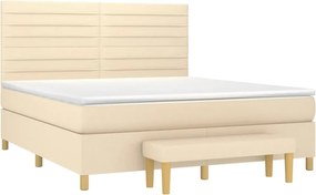 vidaXL Κρεβάτι Boxspring με Στρώμα Κρεμ 160x200 εκ. Υφασμάτινο