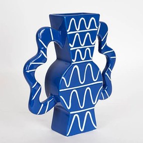 Βάζο Κεραμικό 752-20215 37,5x8x35,5cm Blue Estheti Home Κεραμικό