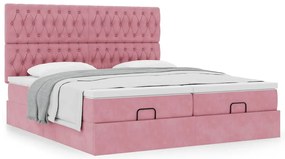 vidaXL Οθωμανικό κρεβάτι με στρώματα ροζ 180x200cm Velvet