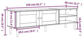 Έπιπλο Τηλεόρασης SENJA Καφέ / Ρατάν 158x40x49 εκ. Μασίφ Πεύκο - Καφέ