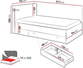 Κρεβάτι Qubic 90 1S - 217.00Χ96.00Χ100.00cm
