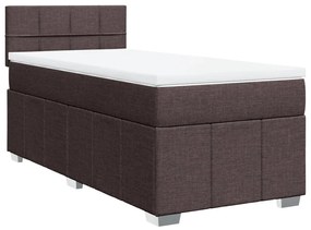 Κρεβάτι Boxspring με Στρώμα Σκούρο Καφέ 100x200 εκ. Υφασμάτινο - Καφέ