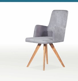 Ξύλινη-βελούδινη καρέκλα Dona γκρι-καφέ 90x51x46x44cm, FAN1234
