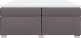 vidaXL Κρεβάτι Boxspring με Στρώμα Γκρι 200x200 εκ. Συνθετικό Δέρμα