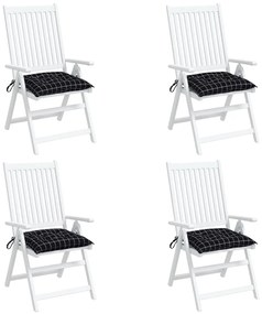vidaXL Μαξιλάρια Καρέκλας 4 τεμ. Μαύρο Καρό 40 x 40 x 7 εκ. Υφασμάτινα