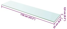 vidaXL Ράφι Πάνελ Διάφανο 110 x 25 εκ. Γυάλινο