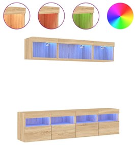 vidaXL Έπιπλα Τοίχου Τηλεόρασης 5 τεμ. LED Sonoma Δρυς από Επεξ. Ξύλο