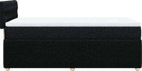 vidaXL Κρεβάτι Boxspring με Στρώμα Μαύρο 90x190 εκ.Υφασμάτινο