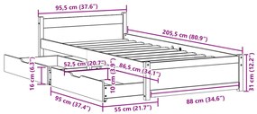 ΣΚΕΛΕΤΟΣ ΚΡΕΒΑΤΙΟΥ ΧΩΡΙΣ ΣΤΡΩΜΑ 90X200 ΕΚ ΜΑΣΙΦ ΞΥΛΟ ΠΕΥΚΟΥ 3301682