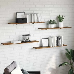 vidaXL Ράφι Βιβλίων 4 pcs Καφέ 100 x 20 x 1.5 cm Επεξεργασμένο ξύλο