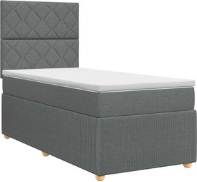 vidaXL Κρεβάτι box spring με στρώμα Σκούρο Γκρι 100 x 200 cm Ύφασμα