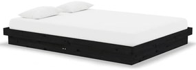 vidaXL Πλαίσιο Κρεβατιού Μαύρο 135x190 εκ. από Μασίφ Ξύλο Double