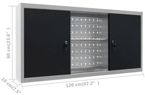 vidaXL Πάγκος Εργασίας με Τρία Πάνελ Τοίχου και Ένα Ντουλάπι