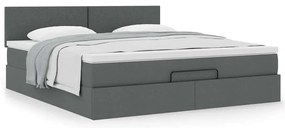 vidaXL Οθωμανικό κρεβάτι με στρώμα σκούρο γκρι 180x200cm ύφασμα