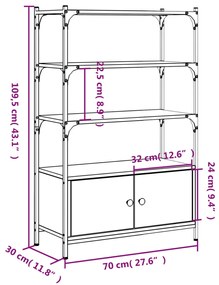 ΒΙΒΛΙΟΘΗΚΗ 3 ΕΠΙΠΕΔΩΝ ΓΚΡΙ SONOMA 70X30X109,5 ΕΚ. ΕΠΕΞΕΡΓ. ΞΥΛΟ 838996