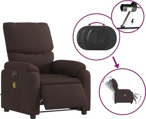 vidaXL Πολυθρόνα Μασάζ Ηλεκτρική Ανακλινόμενη Σκούρο Καφέ Υφασμάτινη