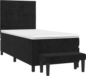 vidaXL Κρεβάτι Boxspring με Στρώμα Μαύρο 100x200 εκ. Βελούδινο