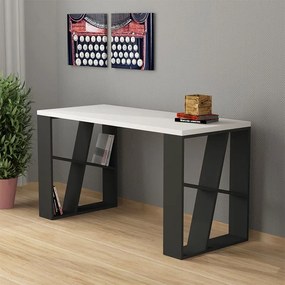 Γραφείο εργασίας Honey Megapap χρώμα λευκό - ανθρακί 137x60x75εκ