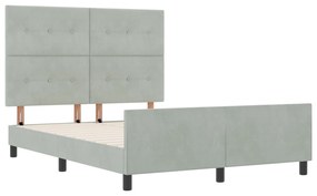 vidaXL Κρεβάτι Φωτεινό Γκρι 160x200 εκ. Βελούδο