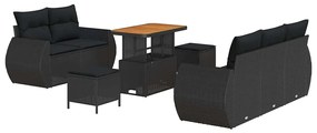 vidaXL Σετ Καναπέ Κήπου 8 pcs Μαύρο συνθετικό ρατάν