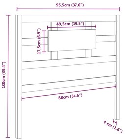 vidaXL Κεφαλάρι Κρεβατιού 95,5 x 4 x 100 εκ. από Μασίφ Ξύλο Πεύκου