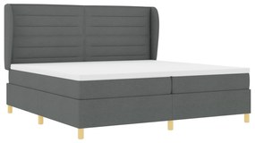 vidaXL Κρεβάτι Box Spring με Στρώμα Σκοτεινό Γκρι 200x200 εκ. Υφασμάτινο