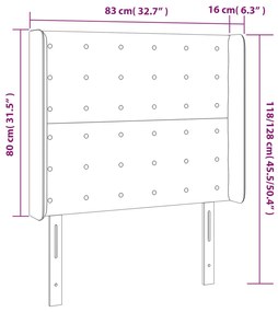 vidaXL Κεφαλάρι Κρεβατιού LED Σκούρο Γκρι 83x16x118/128εκ. Βελούδινο