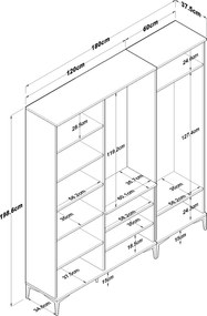 Έπιπλο Εισόδου Καρυδί / Λευκό CRUZAR 180x37.5x198.6