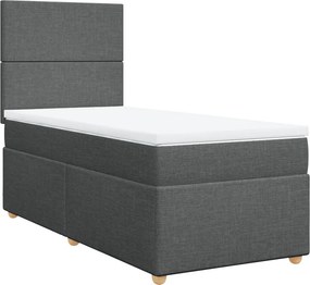 vidaXL Κρεβάτι Boxspring με Στρώμα Σκούρο Γκρι 100x200 εκ. Υφασμάτινο
