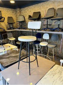 Stewehome Μπαρ καρέκλα με ύφασμα σκανδιναβικού στιλ Λευκό
