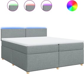 vidaXL Κρεβάτι Boxspring με Στρώμα Ανοιχτό Γκρι 200x200 εκ. Υφασμάτινο