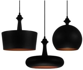 Σετ 3 Κρεμαστά Φωτιστικά Οροφής Μαύρα GloboStar ROCKFORD 01287-1287-Μαύρο 01287