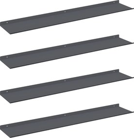 vidaXL Πλωτό ράφι Επιτοίχιο 4 pcs Ανθρακί 100 x 18 x 2,5 εκ Ατσάλι