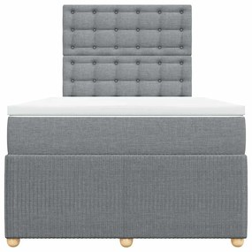 vidaXL Κρεβάτι Boxspring με Στρώμα Ανοιχτό Γκρι 120x190 εκ. Υφασμάτινο