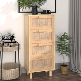 vidaXL Συρταριέρα Καφέ 40 x 30 x 90 εκ. Μασίφ Πεύκο &amp; Φυσικό Ρατάν