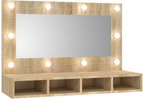 vidaXL Έπιπλο Καθρέπτη με LED Sonoma Δρυς 90x31,5x62 εκ.