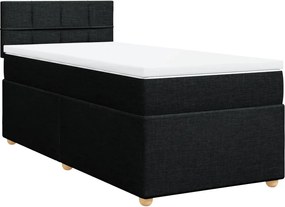 vidaXL Κρεβάτι Boxspring με Στρώμα Μαύρο 100 x 200 εκ. Υφασμάτινο