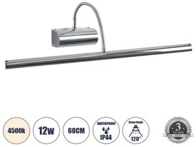 Απλίκα Καθρέπτη Μπάνιου-Πίνακα LED 12W 1400lm TROIS Globostar-60438-Νίκελ Ματ 60438