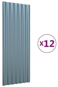 Πάνελ Οροφής 12 τεμ. Γκρι 100x36 εκ. Ατσάλινα με Ηλεκτρ. Βαφή - Γκρι