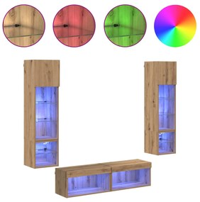 vidaXL Μονάδα Τοίχου Τηλεόρασης 6 pcs Artisan Oak Επεξεργασμένο ξύλο