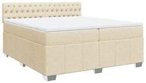 Κρεβάτι Boxspring με Στρώμα Κρεμ 200x200 εκ. Υφασμάτινο - Κρεμ