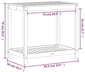 Τραπέζι Κηπουρικής με Ράφι 82,5x50x75 εκ. Εμποτ. Ξύλο Πεύκου - Καφέ