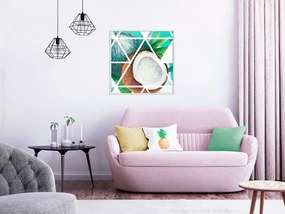 Αφίσα - Tropical Mosaic with Coconut (Square) - 50x50 - Χρυσό - Με πασπαρτού