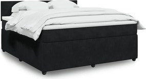 vidaXL Κρεβάτι Boxspring με Στρώμα Μαύρο 180x200 εκ. Βελούδινο