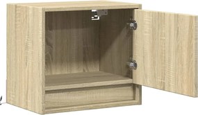 vidaXL Κομοδίνα Επιτοίχια με Φώτα LED 2 τεμ. Sonoma Δρυς