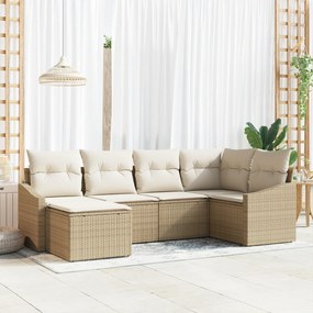 vidaXL Σετ σαλονιού 6 τεμαχίων  με Μαξιλάρια Μπεζ Πολυεπίστρωτο Ρατάν