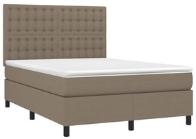 ΚΡΕΒΑΤΙ BOXSPRING ΜΕ ΣΤΡΩΜΑ &amp; LED TAUPE 140X200 ΕΚ. ΥΦΑΣΜΑΤΙΝΟ 3135201