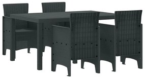 vidaXL Σέτ φαγητού για κήπο 5 pcs Ανθρακί Rattan Polt