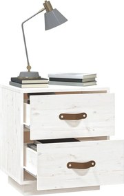 vidaXL Κομοδίνο Λευκό 40 x 34 x 45 εκ. από Μασίφ Ξύλο Πεύκου